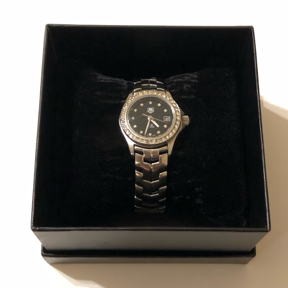 TAG HEUER LINK RARE LIMITED EDITION TIGER WOODS DIAMOND DIAL WOMANS WATCH WORKS